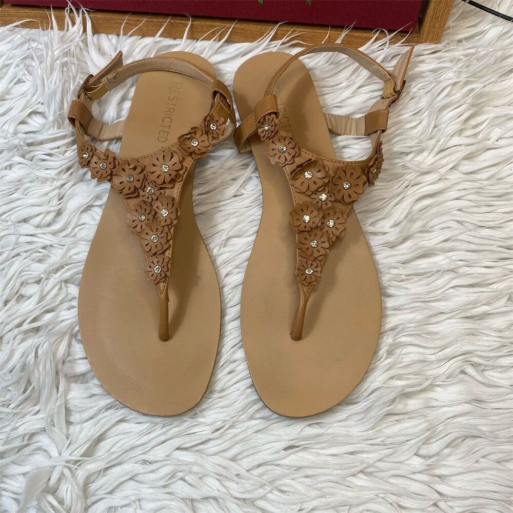 Restricted Women's Thong Sandals Brown Size 10 Casual